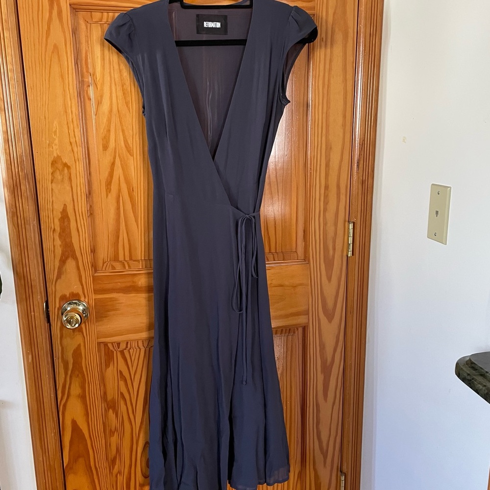 REFORMATION carina dress in deep purple/blue XS